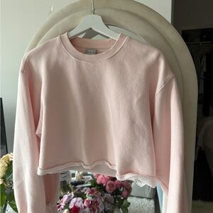 TNA Light Pink Cropped Hoodie
